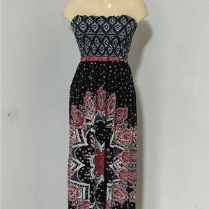 She's Cool Black and Red Strapless Dress